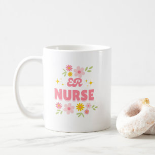Retro Floral  Emergency Room Nursing Gift Coffee Mug