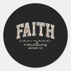 Retro Floral Faith Can Move Mountains Religious Ch Classic Round Sticker