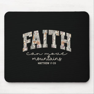 Retro Floral Faith Can Move Mountains Religious Ch Mouse Pad