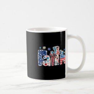 Retro Floral Faith Us Flag Christian American 4th Coffee Mug