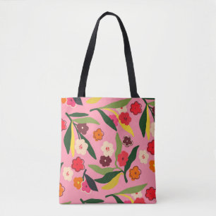 Retro Floral Fields Tote Bag
