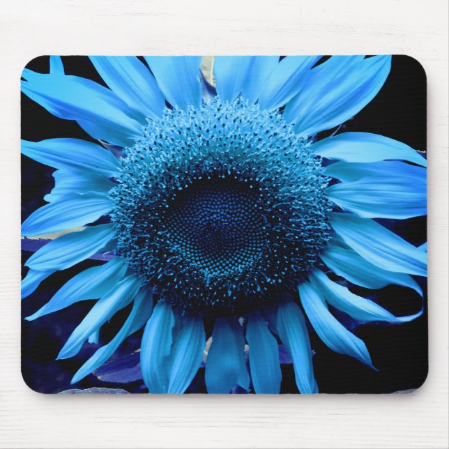 Retro floral flower blue sunflower mouse pad (Front)