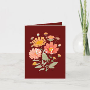 Retro Floral Folded Wedding Invitation