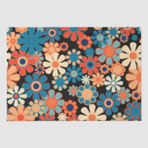 Retro Floral Garden Bold Vintage Flower Pattern Tissue Paper