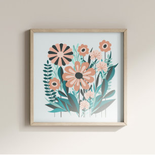 Retro Floral Garden Poster