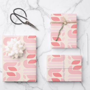 Retro Floral Geometric Pattern Wrapping Paper Sheet