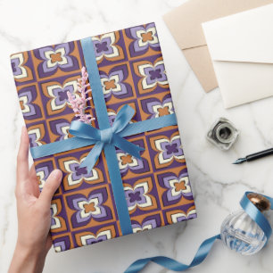 Retro Floral Geometric Wrapping Paper