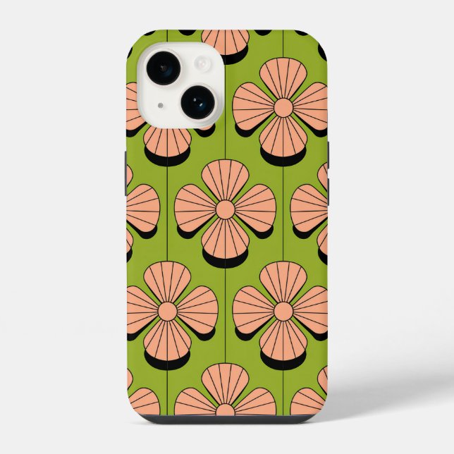 Retro Floral Geometry Pattern - Pink Petals  iPhone Case (Back)
