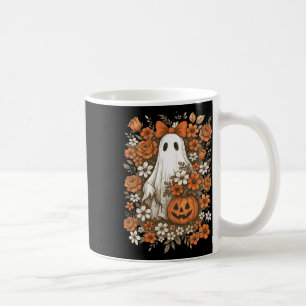 Retro Floral Ghost Cute Pumpkin Autumn Halloween W Coffee Mug