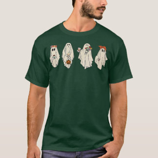 Retro Floral Ghost Hippie Halloween,Cute Ghost Spo T-Shirt