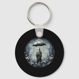 Retro Floral Ghost Vintage Halloween Ghost In The Key Ring