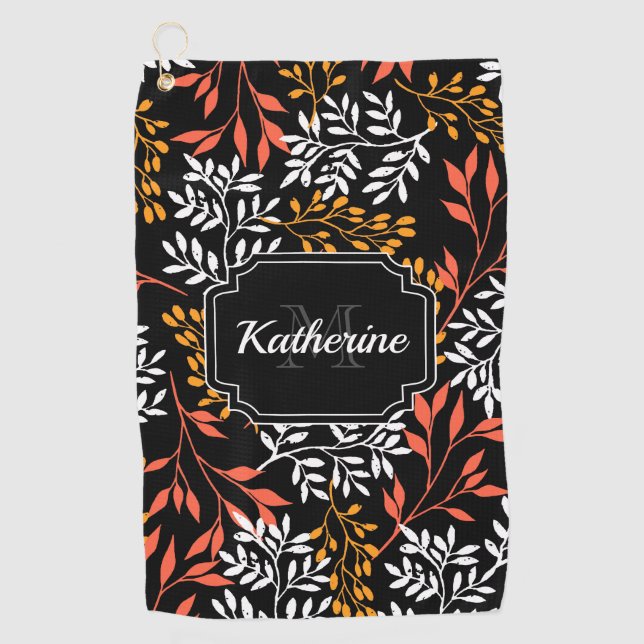 Retro Floral Golf Towel (Front)