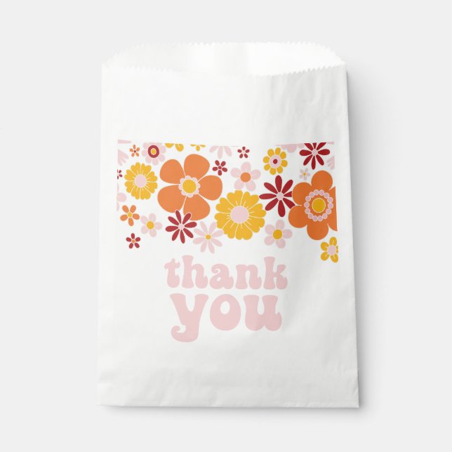 Retro Floral Groovy birthday Favour Bag (Front)