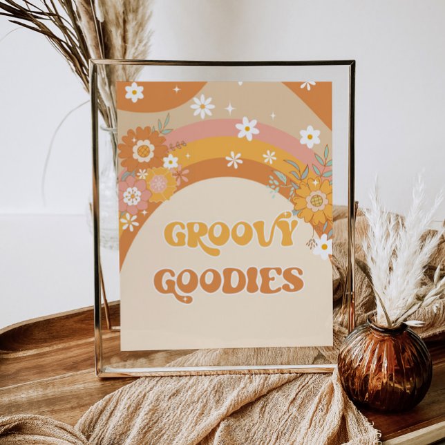 Retro floral groovy goodies birthday party poster (Creator Uploaded)