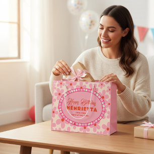 Retro Floral Happy Birthday personalized Gift Bag