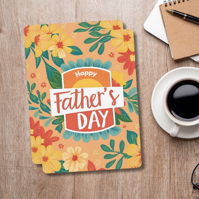 Retro Floral Happy Father's Day Card (Retro Floral Happy Father's Day Card)