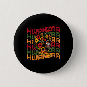 Retro Floral Happy Kwanzaa African Pride Black Afr 6 Cm Round Badge