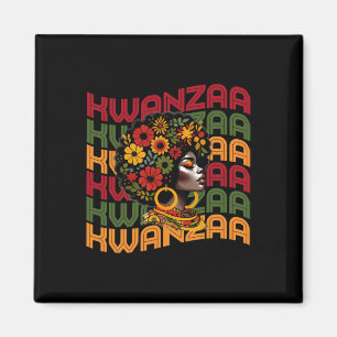 Retro Floral Happy Kwanzaa African Pride Black Afr Magnet