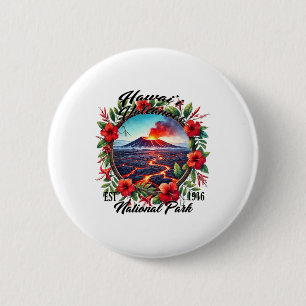 Retro Floral Hawaii Volcanoes National Park Campin 6 Cm Round Badge