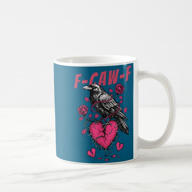Retro Floral Heart Raven F-caw-f Anti Valentin's D Coffee Mug (Right)