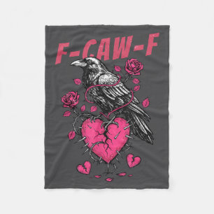 Retro Floral Heart Raven F-caw-f Anti Valentin's D Fleece Blanket