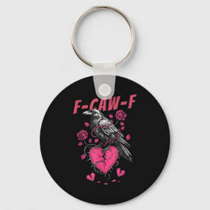 Retro Floral Heart Raven F-caw-f Anti Valentin's D Key Ring