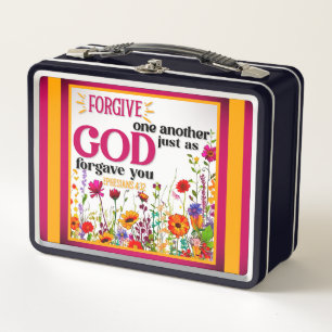 Retro  Floral Inspirational  Metal Lunch Box