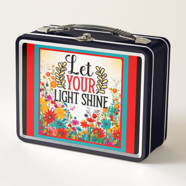 Retro  Floral Inspirational  Metal Lunch Box (Front)