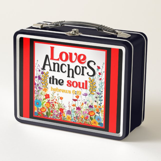 Retro  Floral Inspirational  Metal Lunch Box (Front)