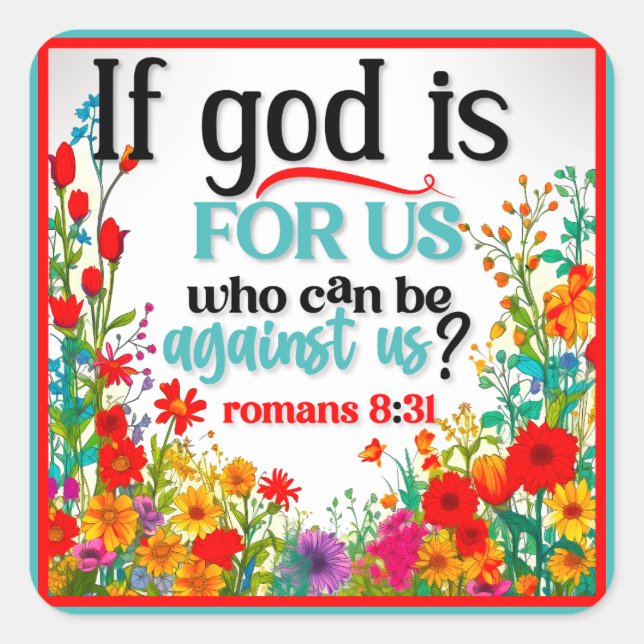 Retro Floral Inspirational  Square Sticker (Front)