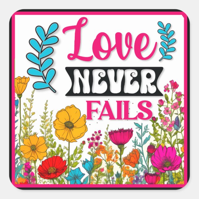 Retro Floral Inspirational  Square Sticker (Front)