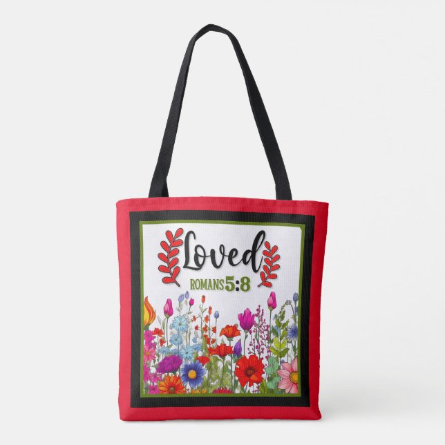 Retro Floral Inspirational   Tote Bag (Back)