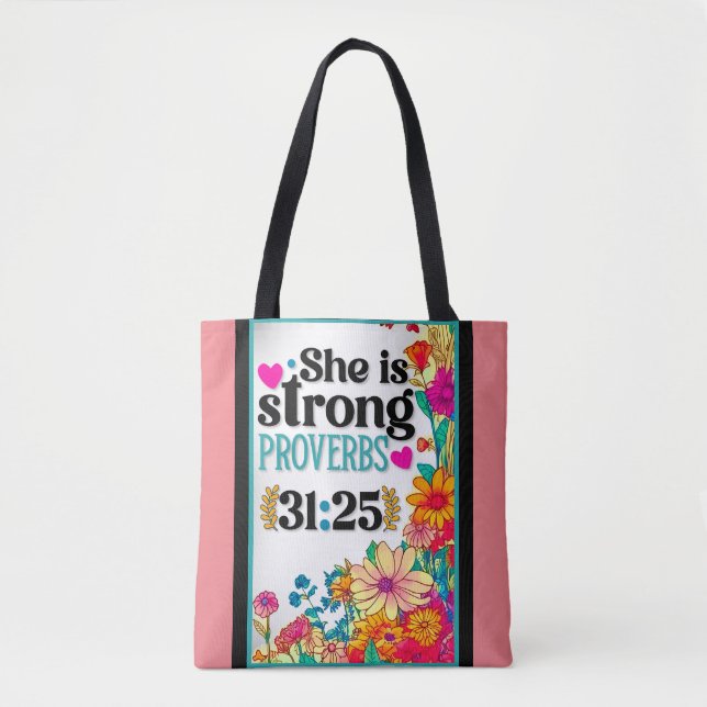 Retro Floral Inspirational   Tote Bag (Front)