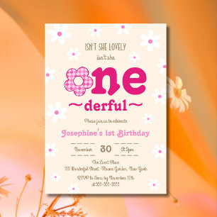 Retro Floral Isn't She Onedefrul 1st Birthday Invitation
