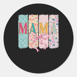 Retro Floral Mama Mothers Day Mum Coquette Bow Mam Classic Round Sticker