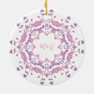 Retro floral mandala ceramic ornament