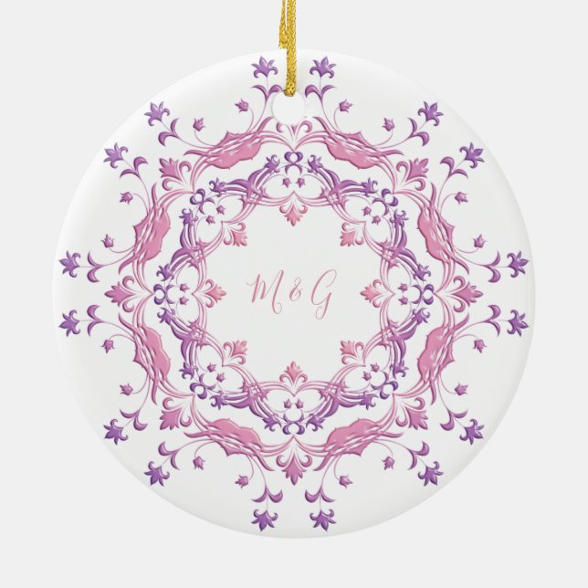 Retro  floral mandala ceramic ornament (Back)