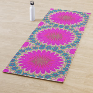 Retro Floral Mandala Psychedelic Flower Power Yoga Mat