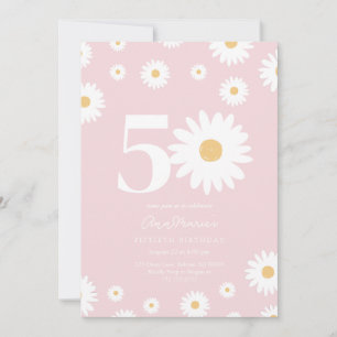 Retro Floral Milestone Fifty Years Birthday Invitation