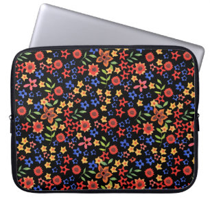 Retro Floral Miniprint Custom Laptop Sleeve