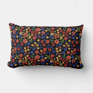 Retro Floral Miniprint Custom Lumbar Pillow