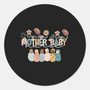 Retro Floral Mother Ba Classic Round Sticker