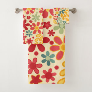 Retro. Floral motifs Bath Towel Set
