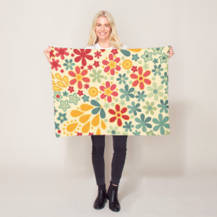 Retro. Floral motifs Fleece Blanket