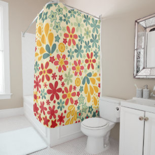 Retro. Floral motifs Shower Curtain