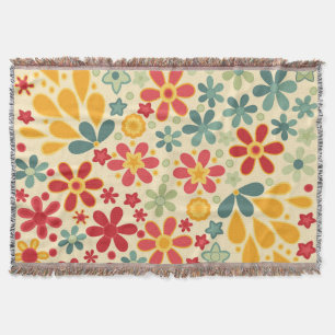 Retro. Floral motifs Throw Blanket
