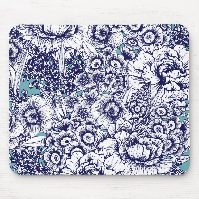 Retro Floral Mouse Pad (Front)