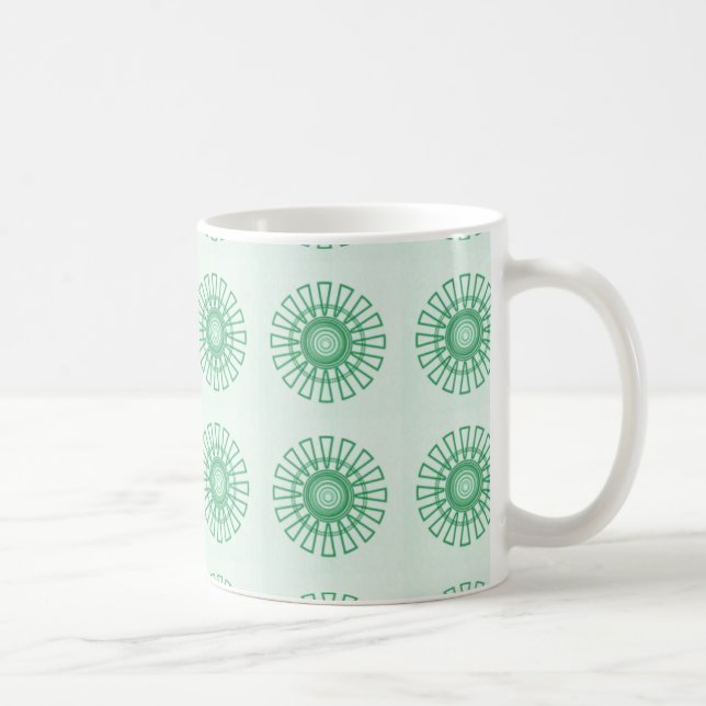 Retro Floral Mug, Kelly Green Coffee Mug (Right)