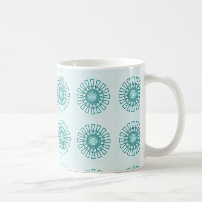Retro Floral Mug, Teal Coffee Mug (Right)