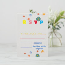 Retro Floral Multicolor Wedding Enclosure Card
